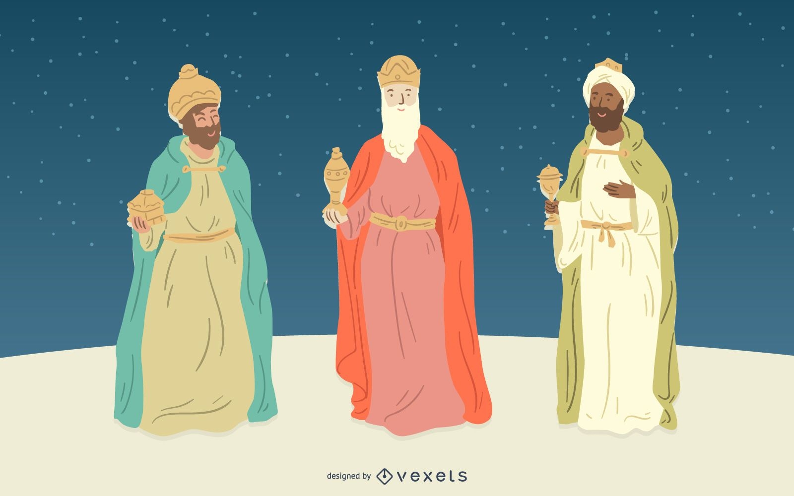 Conjunto de caracteres de personas de la natividad de los tres reyes