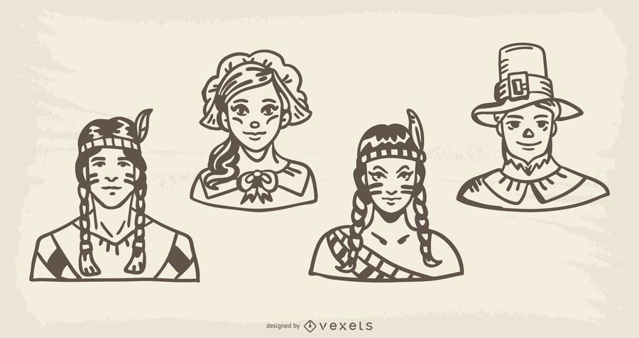 Thanksgiving Characters Handdrawn Illustration Pack Thanksgiving Characters Handdrawn Illustration Pack
