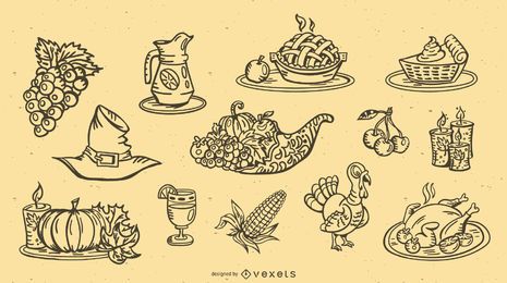 Thanksgiving Stroke Design Elements Kollektion