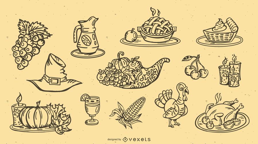 Thanksgiving Stroke Design Elements Collection Thanksgiving Stroke Design Elements Collection