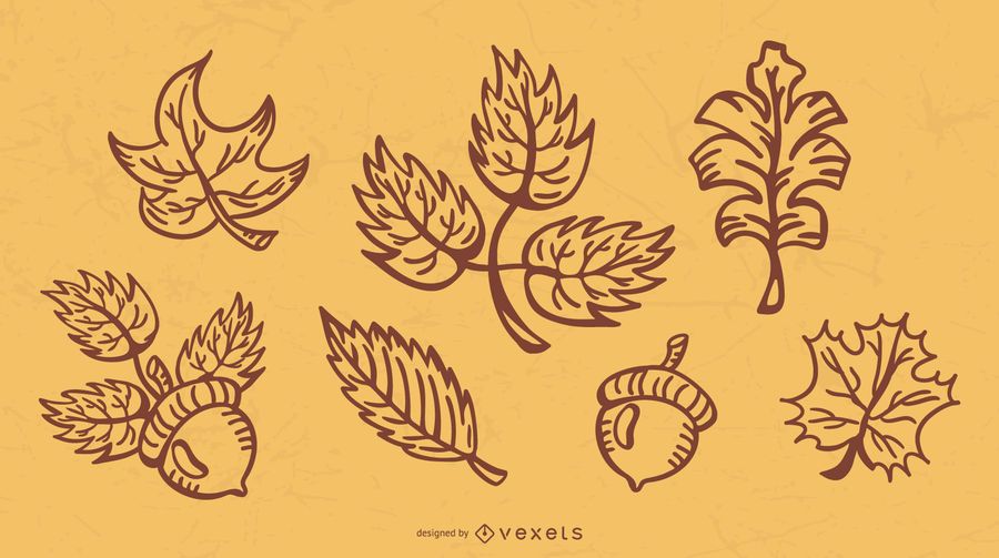 Fall Leaves Stroke Illustration Pack Fall Leaves Stroke Illustration Pack