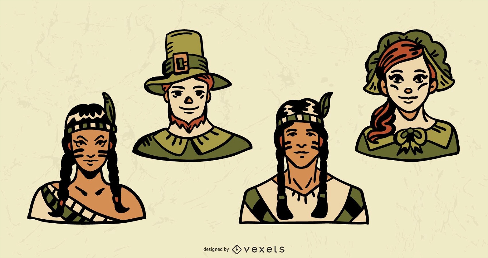 Thanksgiving Colored Character Illustration Pack