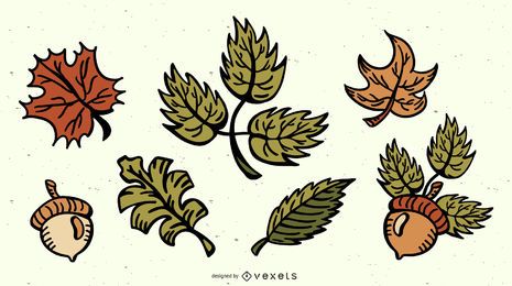 Herbst Blätter farbige Illustration Pack