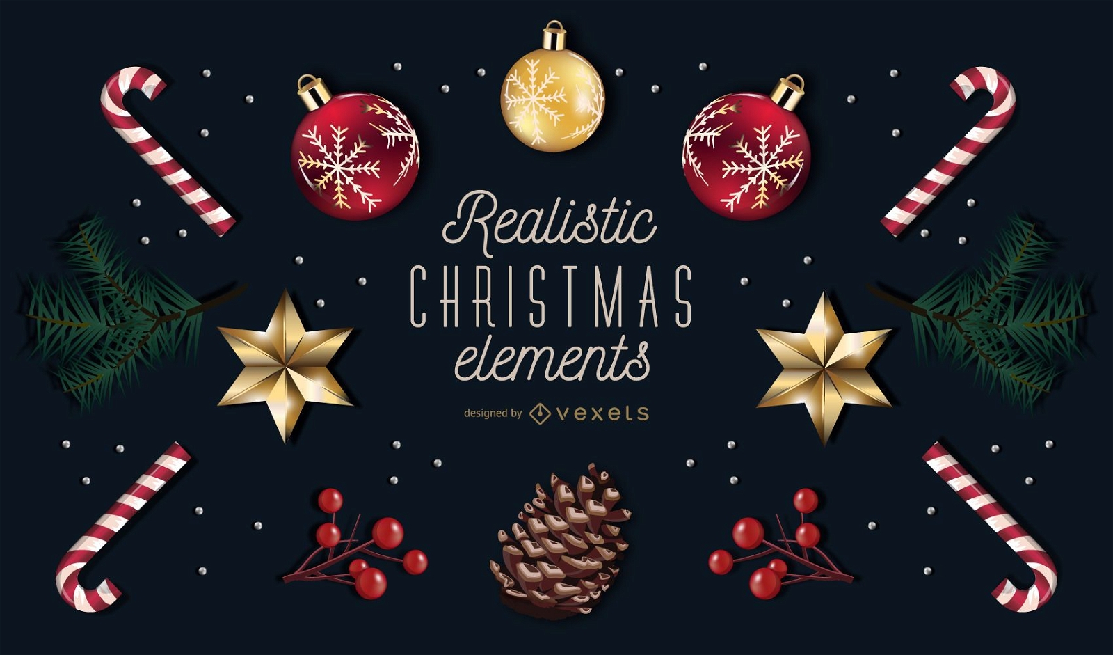 Pacote de elementos de Natal realista