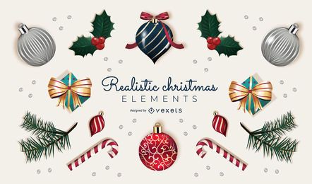 Realistic Christmas Elements Collection
