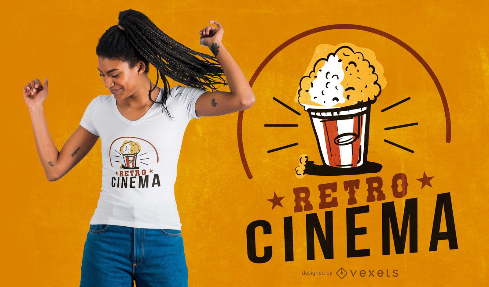 Retro cinema t-shirt design