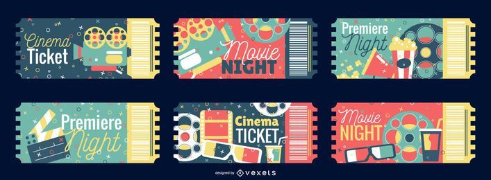 Conjunto de design de ingressos de cinema