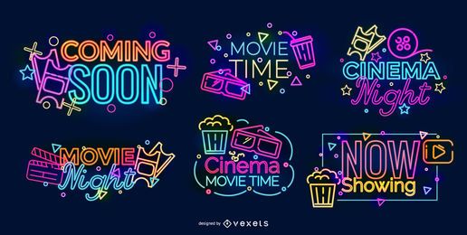 Conjunto de Design de Cinema Neon Sign