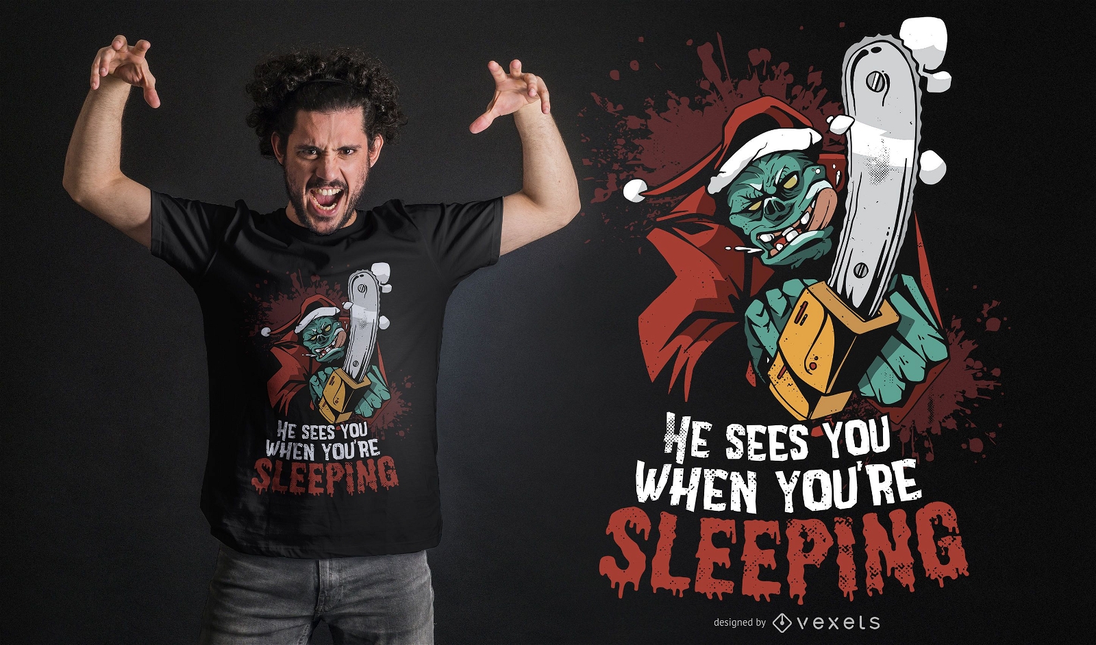Monster santa t-shirt design