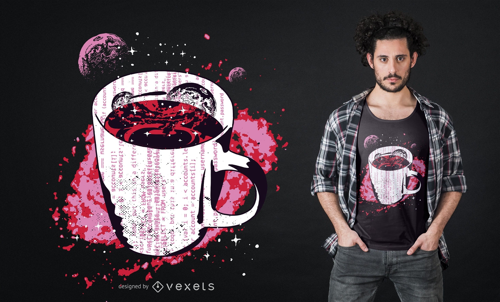 Design de t-shirt Space Coffee