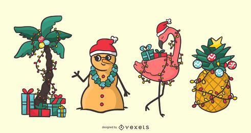 Tropical christmas vector set Tropical christmas vector set