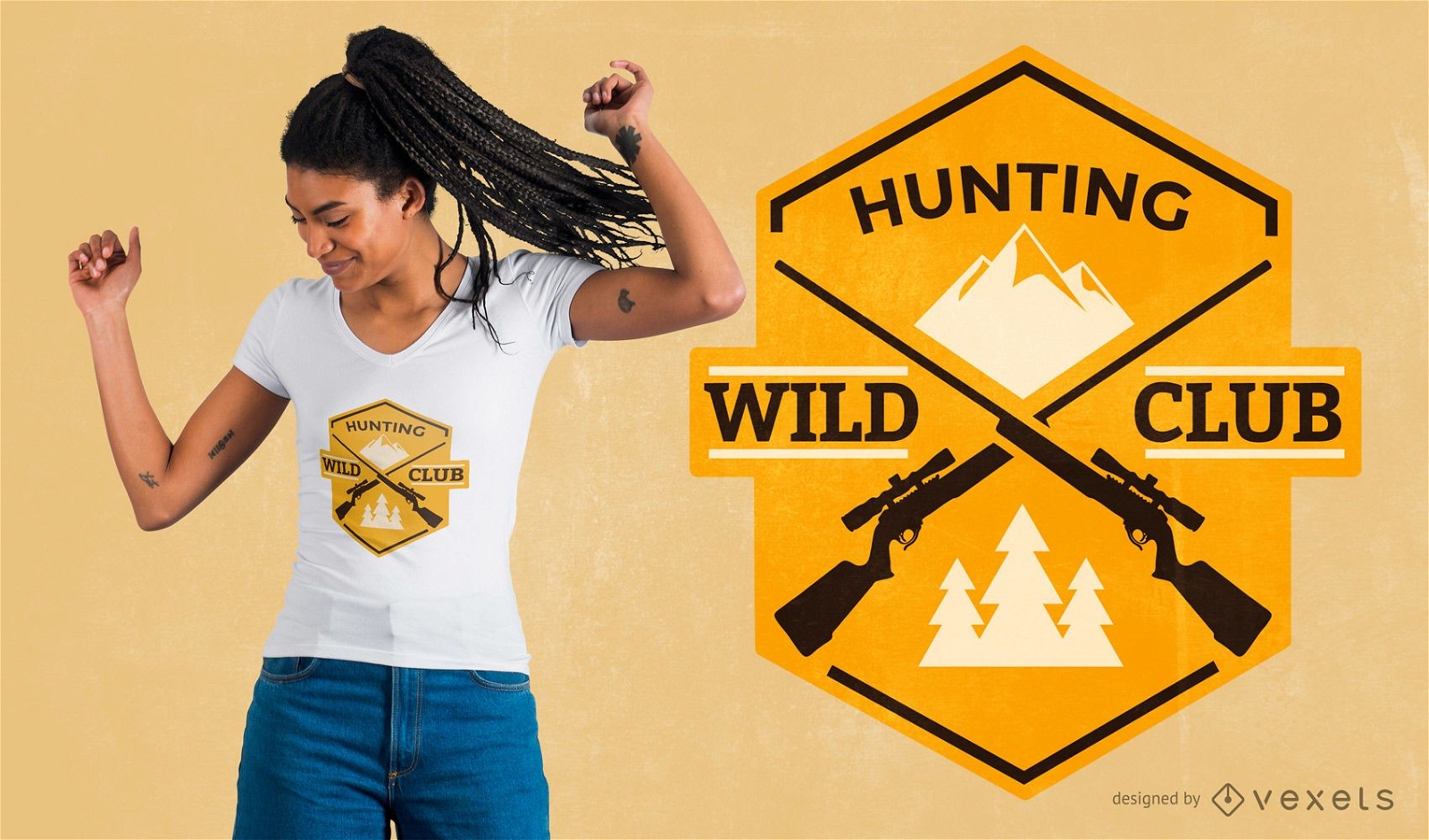 Design de camiseta do clube de caça