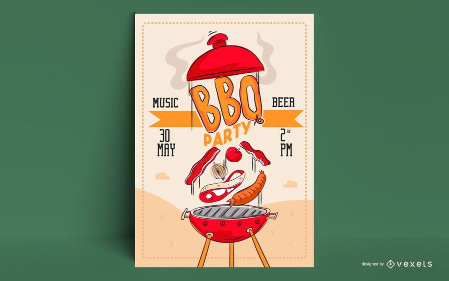 Plantilla de póster de barbacoa Plantilla de póster de barbacoa