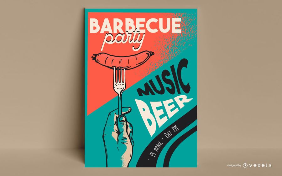 Plantilla de póster de fiesta de barbacoa Plantilla de póster de fiesta de barbacoa
