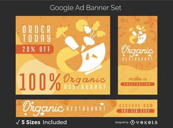 Organic food restaurant banner set Organic food restaurant banner set