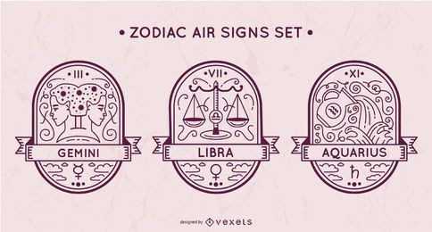 Conjunto de signos de ar do zodíaco