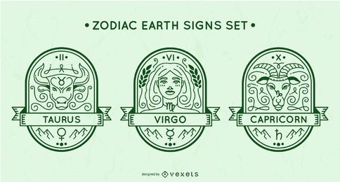 Conjunto de signos de tierra del zodiaco