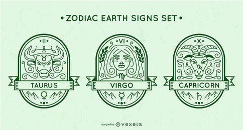 Conjunto de sinais de terra do zodíaco Conjunto de sinais de terra do zodíaco