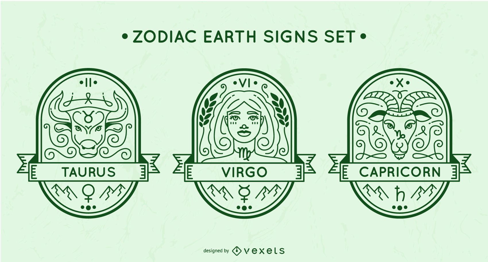 Conjunto de signos de terra do zod?aco