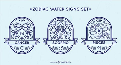 Zodiac water signs set Zodiac water signs set