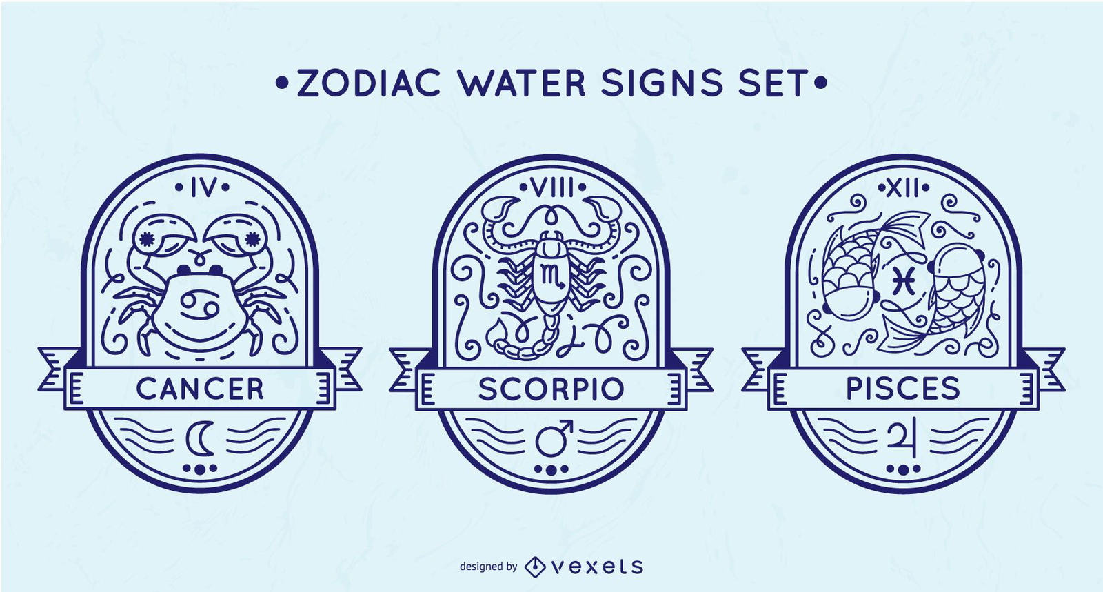 Download Zodiac Water Signs Set Vector Download