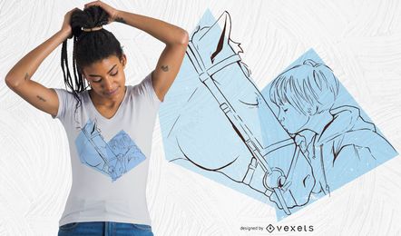 Mädchen Kuss Pferd T-Shirt Design Mädchen Kuss Pferd T-Shirt Design