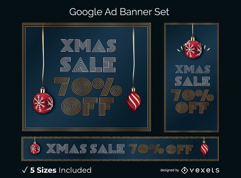 Conjunto de banner de anuncios de google de venta de navidad Conjunto de banner de anuncios de google de venta de navidad