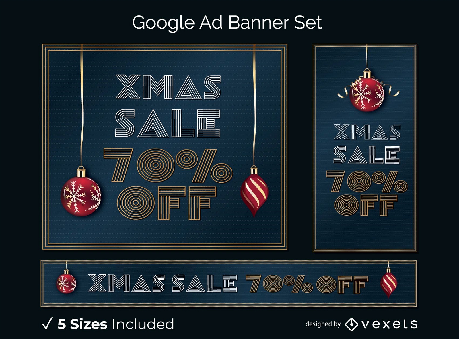 Xmas sale google ad banner set