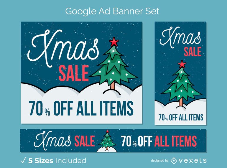 Conjunto de banner de árbol de venta de Navidad Conjunto de banner de árbol de venta de Navidad