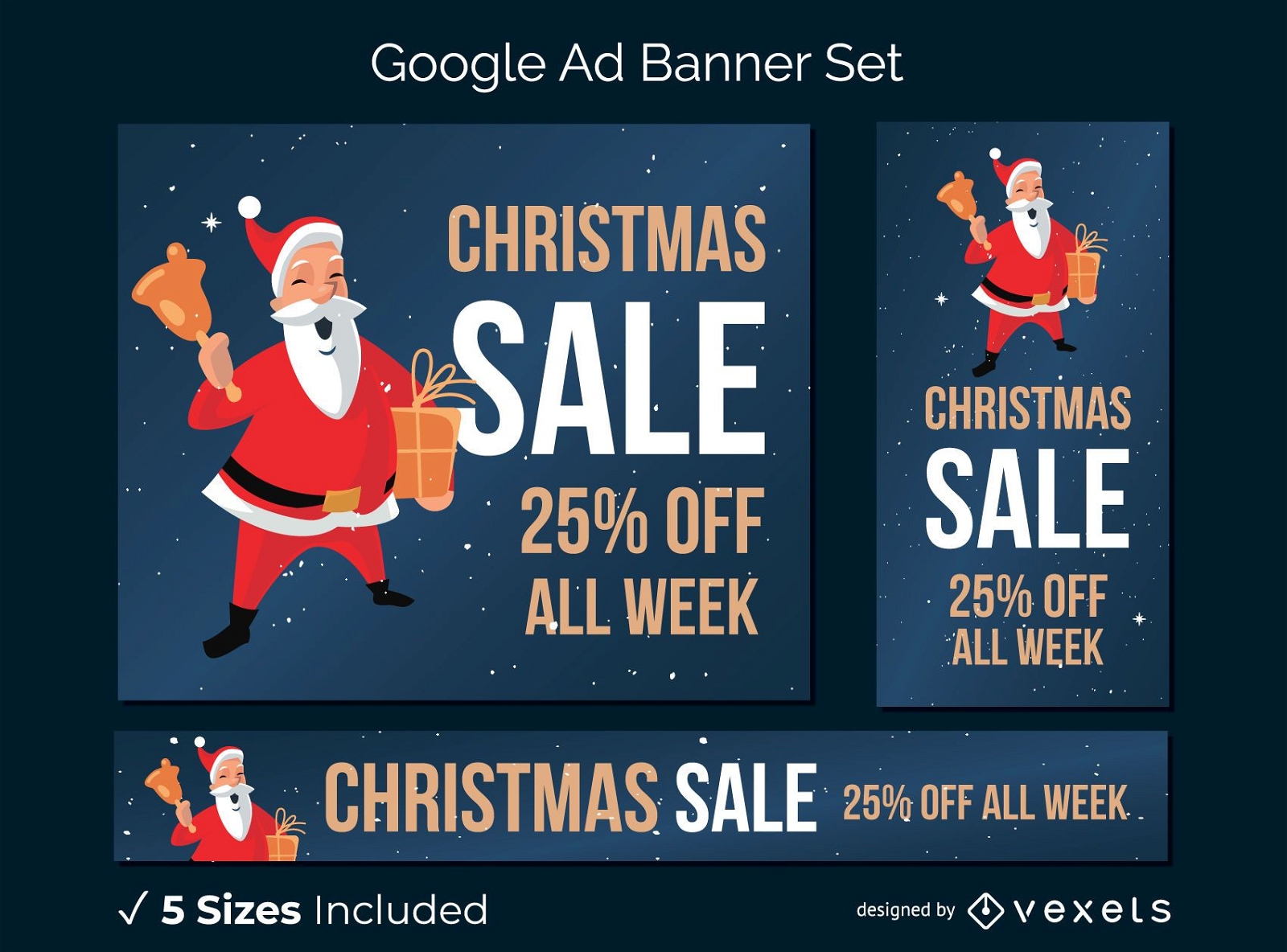 Christmas sale santa banner set