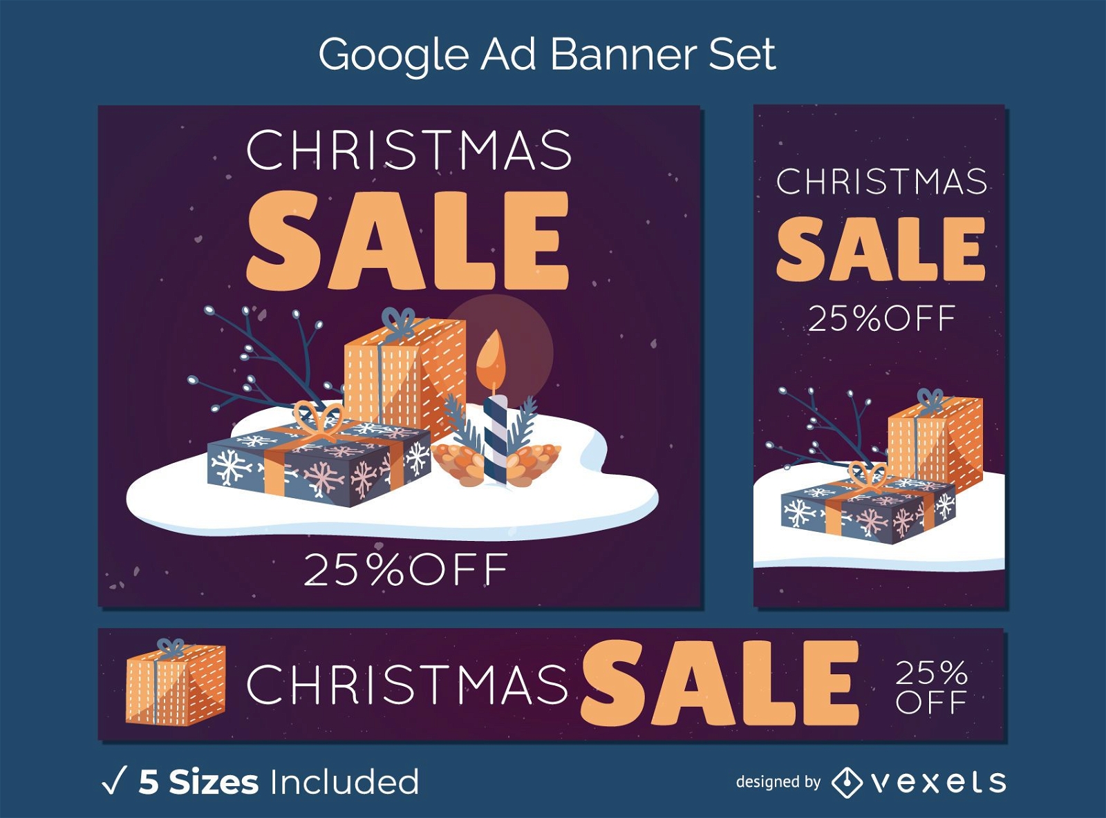Banner de Navidad set regalos
