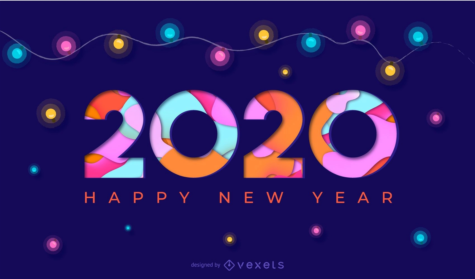 Feliz año nuevo 2020 Papercut Banner