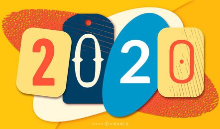 Banner de Papercut colorido año nuevo 2020