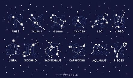 Conjunto de constelaciones del zodiaco