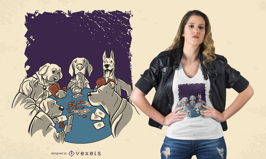 Design de camisetas de animais de cães de pôquer Design de camisetas de animais de cães de pôquer
