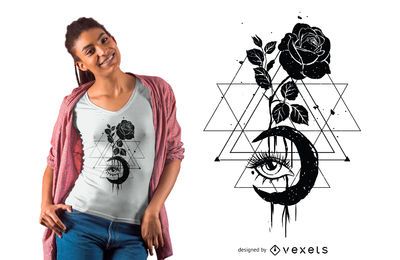 Design de t-shirt rosa lua Design de t-shirt rosa lua