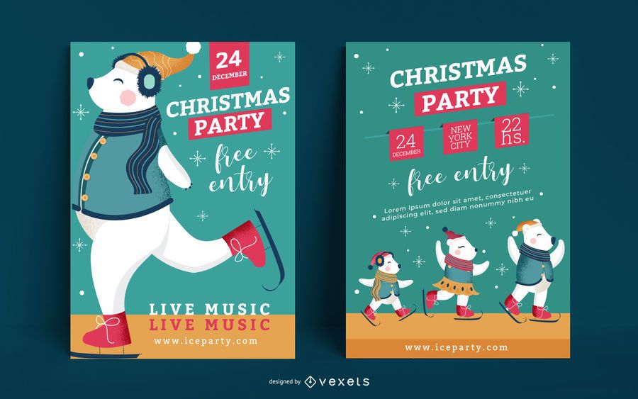 Christmas Party Invitation Poster Set Christmas Party Invitation Poster Set