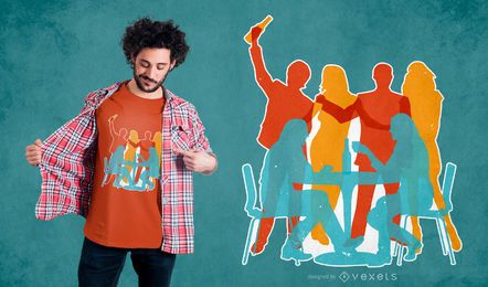 Friends Silhouette Party T-shirt Design Friends Silhouette Party T-shirt Design