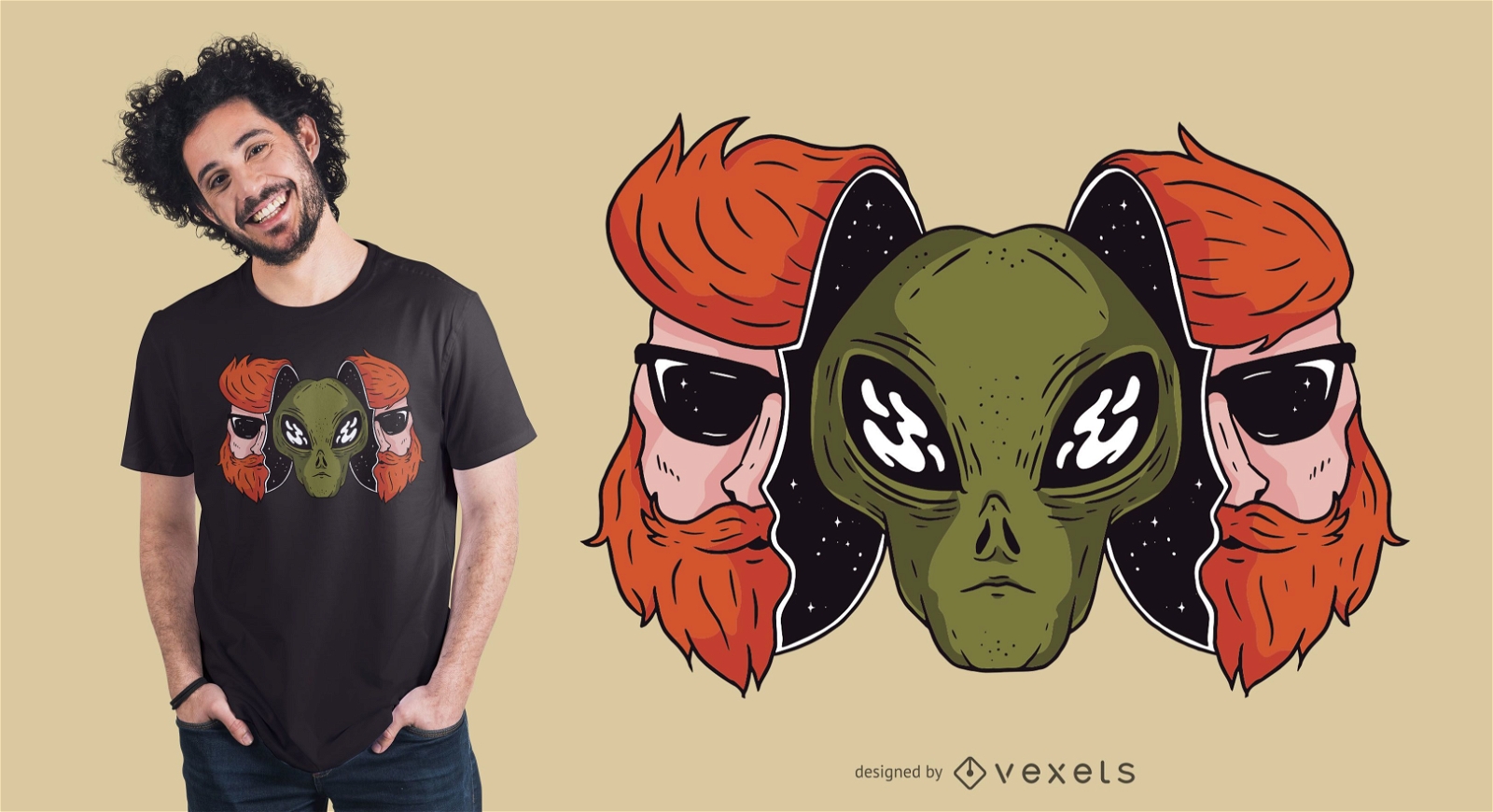 Hipster Alien T-shirt Design