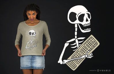 Diseño de camiseta de teclado esqueleto Diseño de camiseta de teclado esqueleto