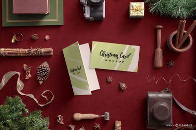 Christmas Card Holiday Composition Mockup Christmas Card Holiday Composition Mockup
