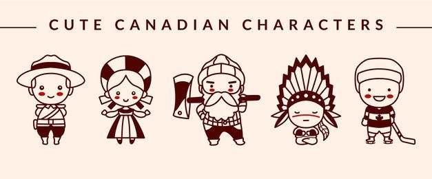 Cute Canadian Character Stroke Design Pack