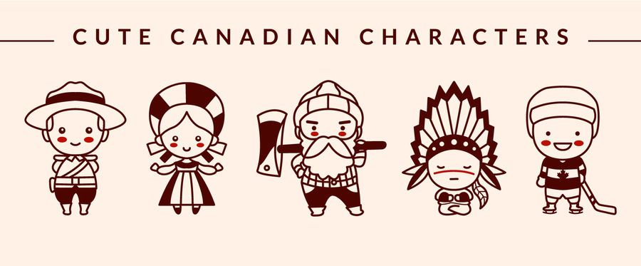 Cute Canadian Character Stroke Design Pack Cute Canadian Character Stroke Design Pack