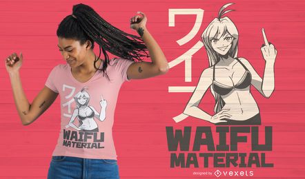 Diseño de camiseta de material waifu.