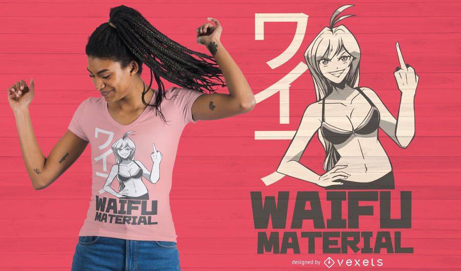 Design de t-shirt de material Waifu Design de t-shirt de material Waifu