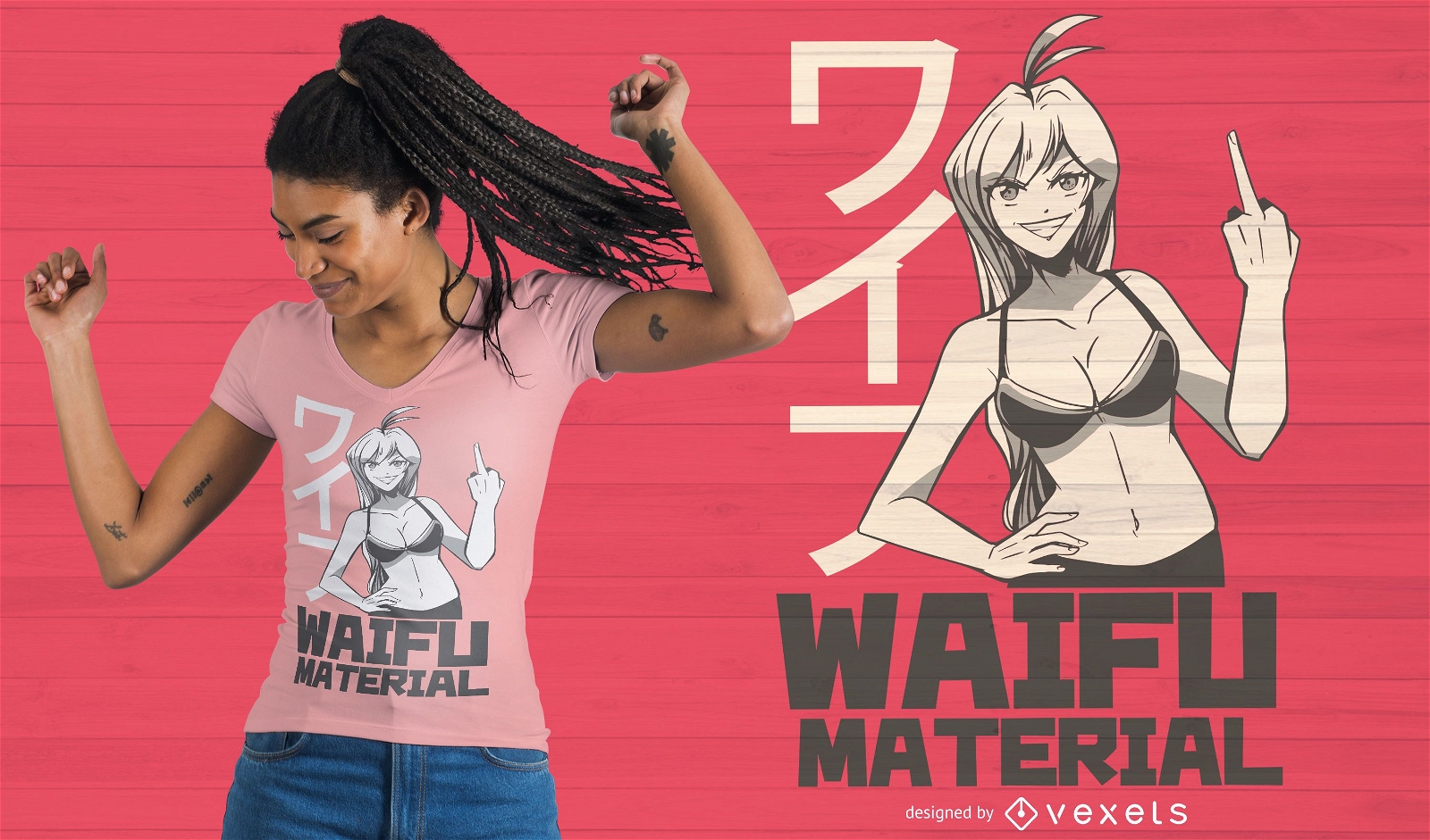 Design de t-shirt de material Waifu