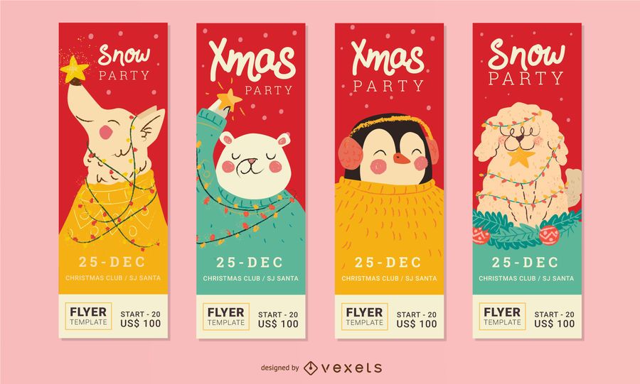 Christmas party flyer set Christmas party flyer set