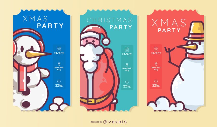 Conjunto de bilhetes de festa de Natal Conjunto de bilhetes de festa de Natal