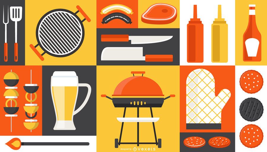 Barbecue Elements Composition Design Barbecue Elements Composition Design