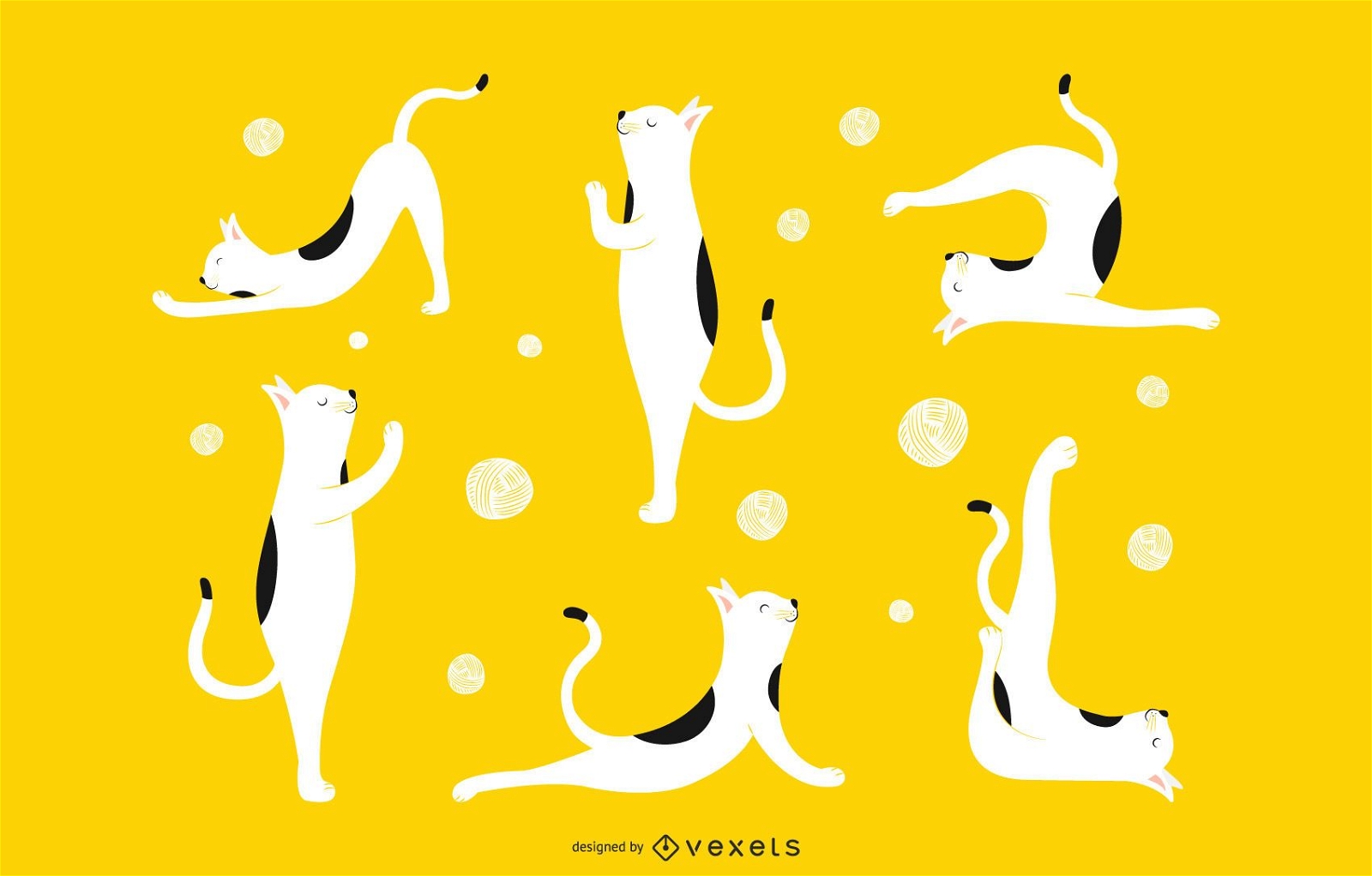 Conjunto de animales de gato de yoga